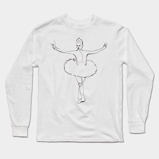 Ballerina in Tutu - Line Art Ballet Dancer Long Sleeve T-Shirt